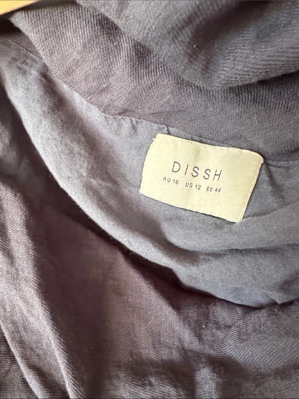 DISSH Navy Asymmetrical Top & Linen Pants Matching Set Size 12